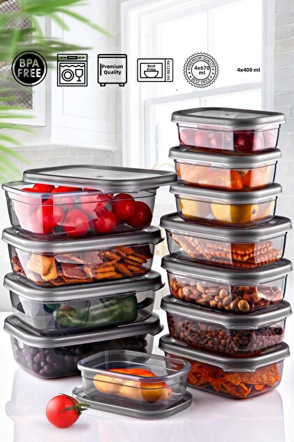 مجموعة من 12 حاوية تخزين لوكس - مجموعة حاويات ثلاجة الإفطار (400ML-670ML-1200ML)