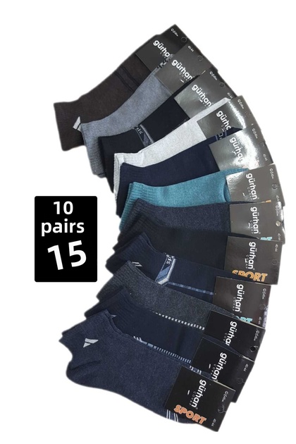 10 Pairs Men's Cotton Sports Booties Socks Assorted Color and Pattern