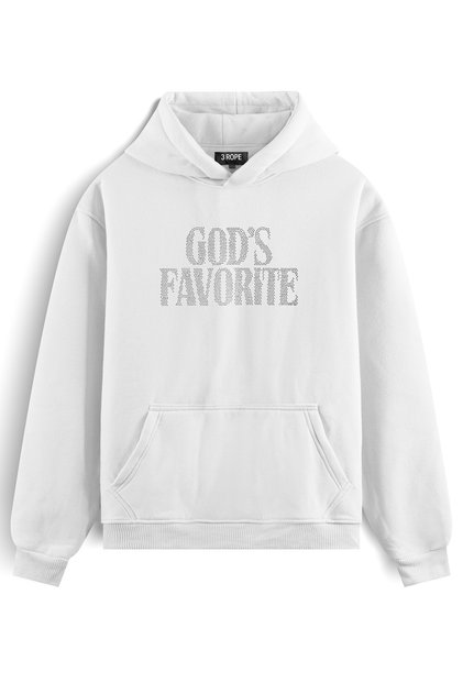 God's Favorite Stone Printed Oversize Hooded Sweatshirt with Fleece Inside Unisex
