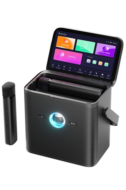 Partybox Shell S3 80W Karaoke Bluetooth Hoparlör Seti, 7.1" Tablet, 2 Mikrofon, Ses Bombası