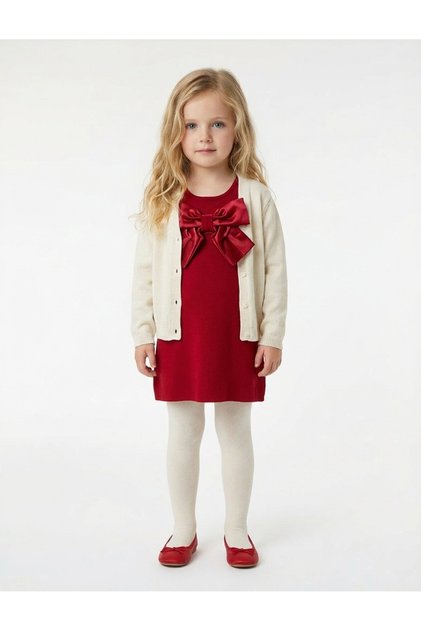 Viscose Blended Comfortable Fit Crew Neck Sleeveless Bow Tie Gilet Dress