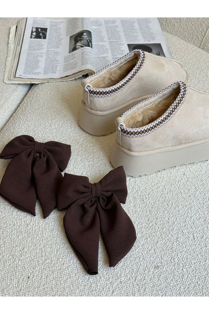 Beige Suede (Huggie XL) Women's Wool Inside Slippers