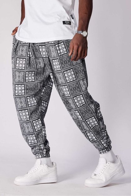 Unisex Ethnic Patterned Loose Hippie Bohemian Baggy Pants with Elastic Waist and Cuffs and Pockets Ethnic Design