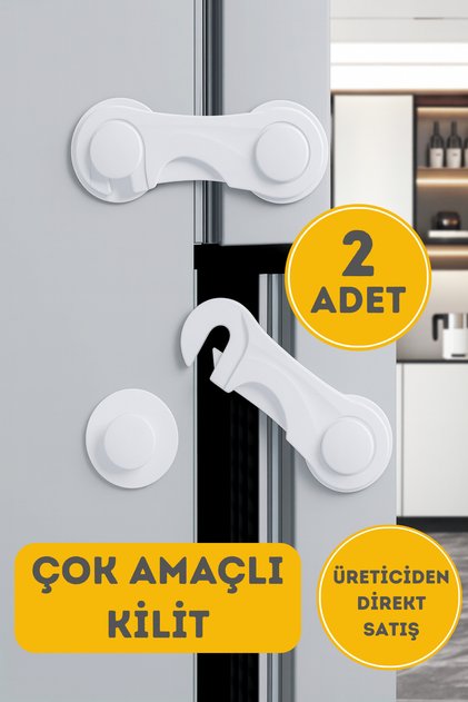 2 Adet Bebek Çocuk Dolap Çekmece Kilidi