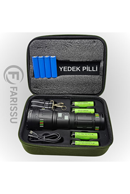 OR-G501 Geceyi Gündüze Çeviren 3 KM Menzilli Dev El Fener (Powerbank Özellikli Yedek Pilli Full Set)
