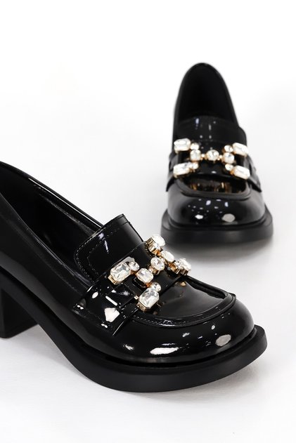 RC 2103 Taşlı Yüksek Topuklu Loafer