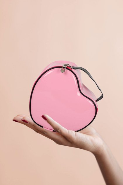 Malo roze srce Koža Putovanja, Kozmetika, Šminka Torba kom