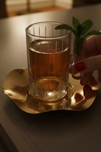 18 Piece Modern Glass Tea Set with Steel Plate | Premium Hospitality Luxury Presentation Set