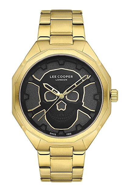 Lee Cooper Erkek Saat, Siyah Kadran, Gold Kasa, Gold Kordon, Kuru