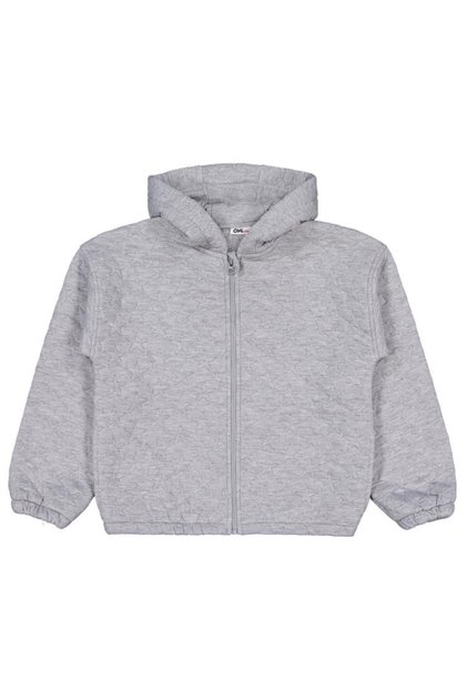 Civil Girl's Star Pattern Cardigan | Quilted Long Sleeve Hoodie | School Nursery and Daily Use - Gray