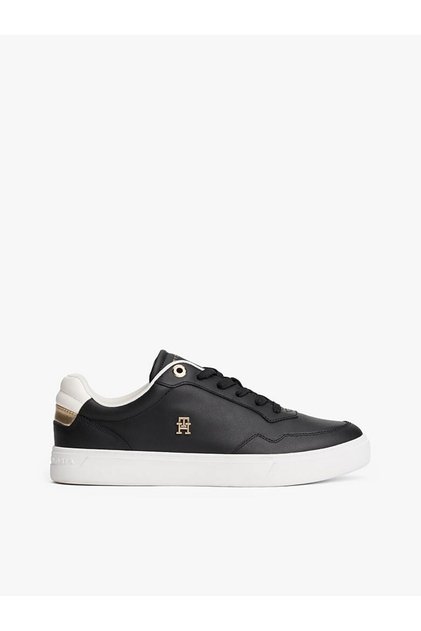 Kadın TH Monogram Plaque Court Sneakers - Siyah