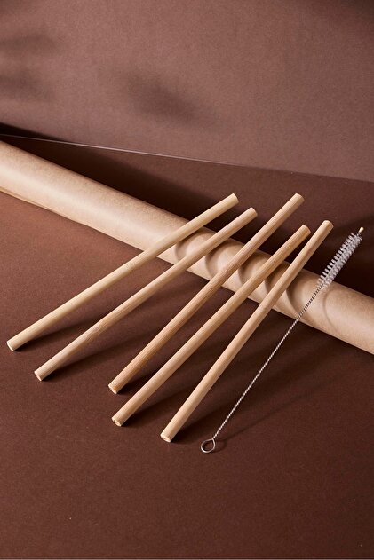 Bamboo Straw 6-Pack Bamboo 5 Straws + 1 Brush