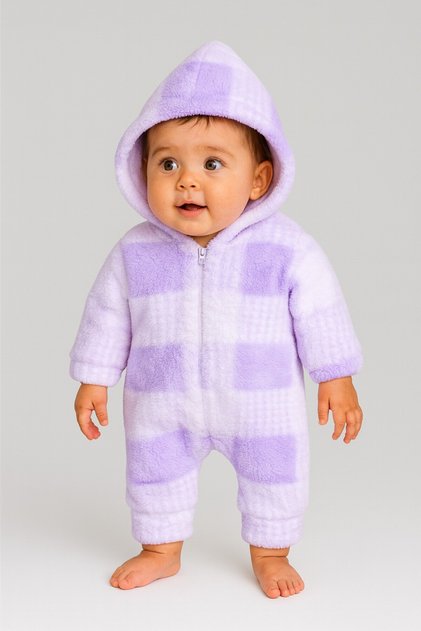 Kışlık tatlı peluş welsoft tulum kız bebek tulum
