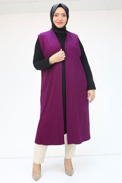 34000 Plus Size Combed Cotton Wear-And-Go Vest - Plum