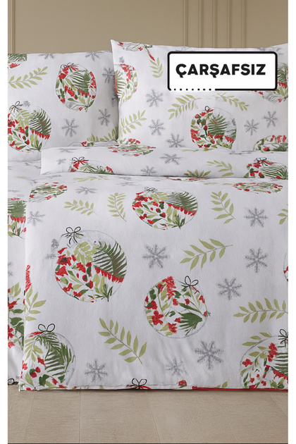 Flannel Flannel Winter Duvet Cover Set Double Size 100% Cotton Christmas Green
