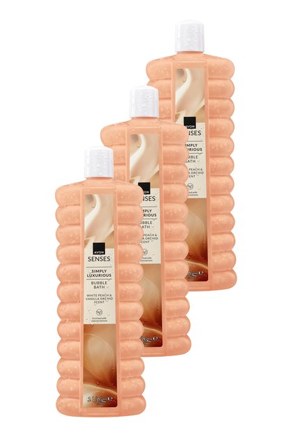 Simply Luxurious Beyaz Şeftali ve Vanilya Orkide Kokulu Banyo Köpüğü 1 Lt. Üçlü Set