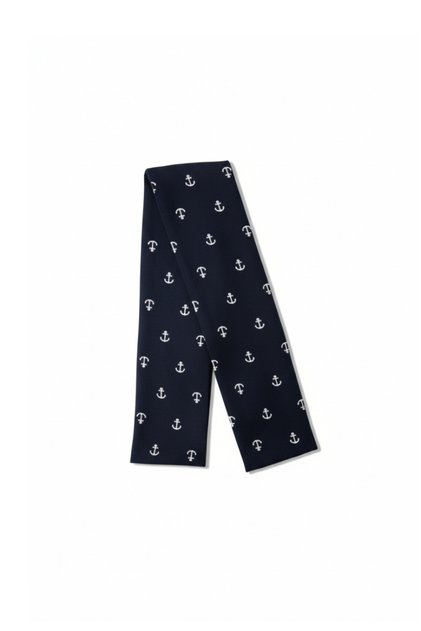 Black Anchor Patterned Viscose Scarf - 100X7 cm