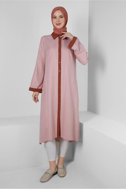 BUTTON LONG TUNIC WITH BUTTON BACK 43793