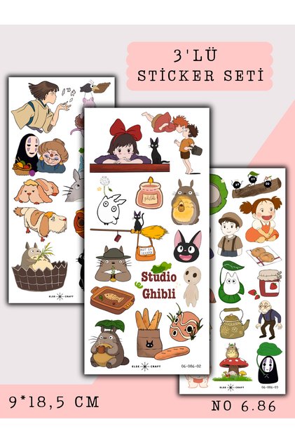 3'lü Studio Ghibli Temalı Sticker 6.86 - Ajanda Planlayıcı Bullet Journal İçin Uygundur