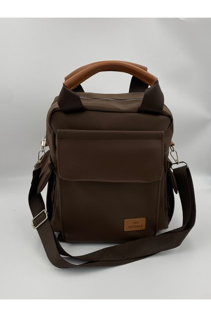Lossa Bitter Brown Soft Satin Leather El Shoulder and Backpack