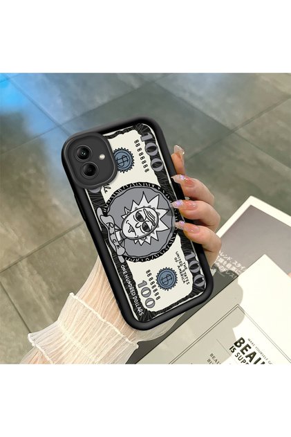 Samsung Galaxy A04 Compatible Black Silicone Fun Patterned Shock Absorbing Phone Case