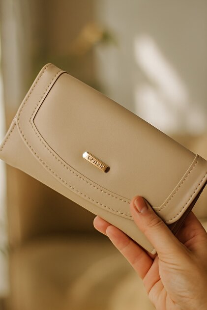 Envelope Model Flap Zippered Plain Faux Leather Women's Portfolio Wallet-Large Size