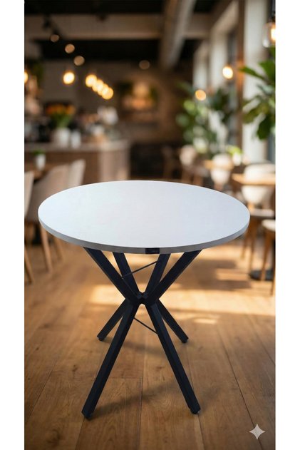 70 Cm Siyah Metal Ayak 2-3 Kişilik Yuvarlak Masa Mutfak Masası Balkon Masası Kafe Masası Ofis Masası