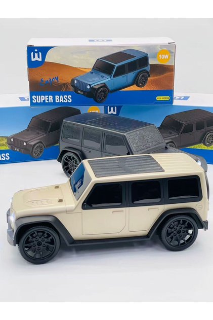 BEIGE WUF Thar Jeep Portable Bluetooth Speaker with Phone Holder, LED Headlights & Super Bass (10W)