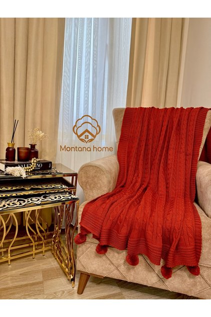 Pompom Knitwear Knitted Tv and Diz Blanket – 130X170 cm