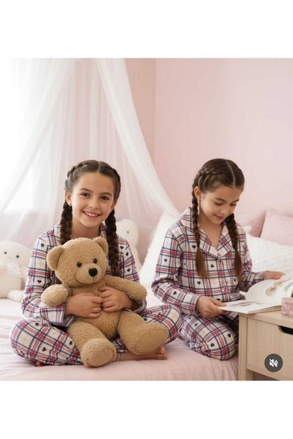 100% Cotton Plaid Heart Children's Pajama Set