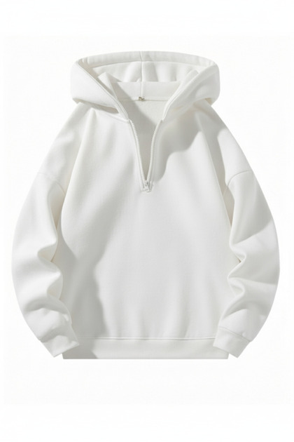Unisex Erkek/Kadın YARIM FERMUARLI KAPÜŞONLU Renkli Özel Pamuklu Oversize Sweatshirt