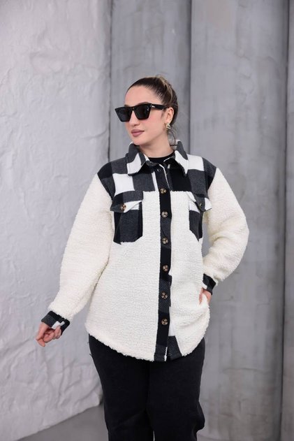 Plaid Detailed Plush Jacket - Shirt