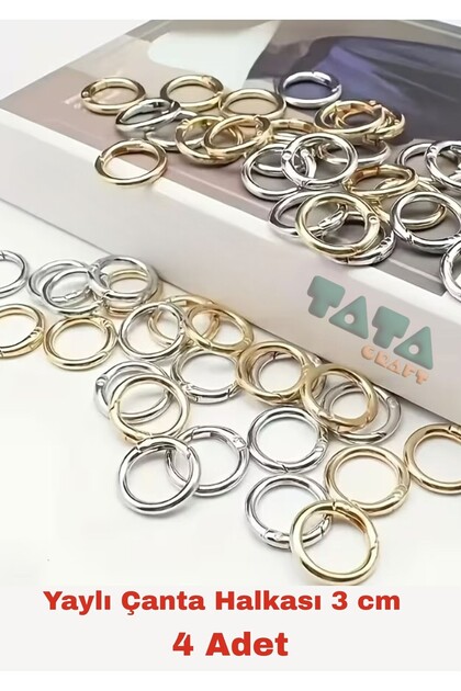TATA CRAFT Metal Yaylı Çanta Aksesuar Halkası 4 Adet Çap:3cm