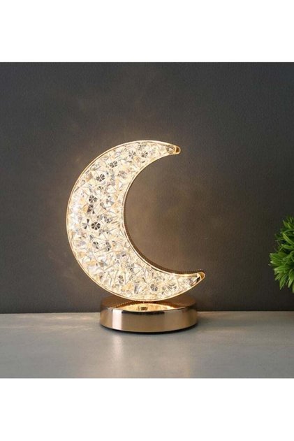 Golden Moon Night Light LED Moon Lamp Crescent Moon Table Lamp Cute Desk Lamps Ramadan Home Bedroom