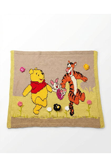 El Örgüsü Winnie the Pooh & Tigger Bebek Battaniyesi - Çocuk Odası Dekoratif Örgü