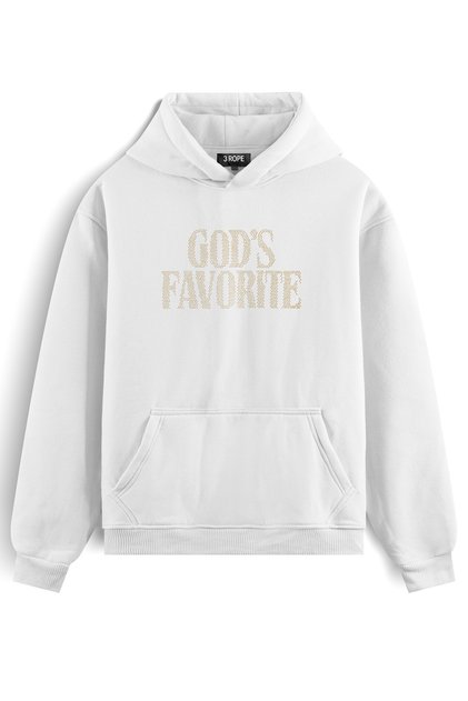 God's Favorite Stone Printed Oversize Hooded Sweatshirt with Fleece Inside Unisex