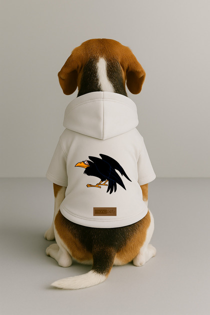 Printed Dog and Cat Clothing & Dress with Fleece Inside - White Color K Hooded Hoodie Bdb10