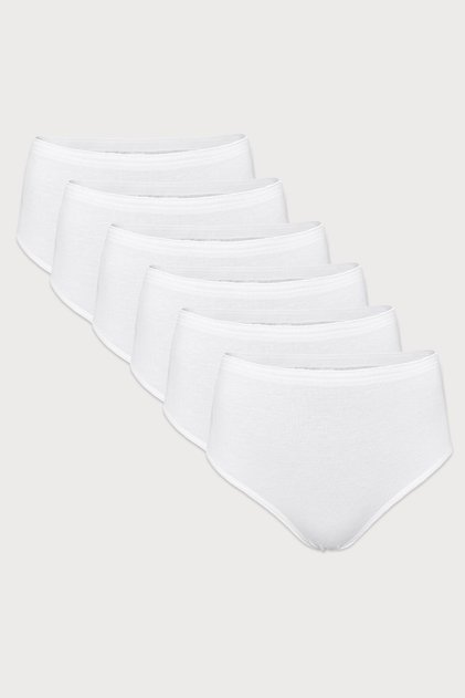 Women's 6-Piece White Modal High Waist Panties Slip 6m1921