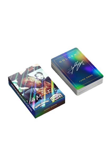 Kpop Dünyasi BTS Jungkook '' Golden '' Çift Yön Baskılı Hologramlı