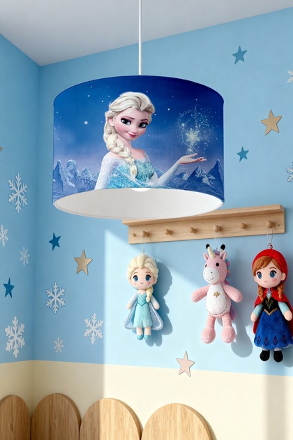 Mavi Elsa Desenli Çocuk Odası Avize