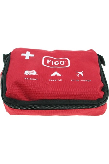 Trusă de prim ajutor compactă mini portabilă, 120 x 85 x 65 mm, FIGO, roșie, 39 de piese