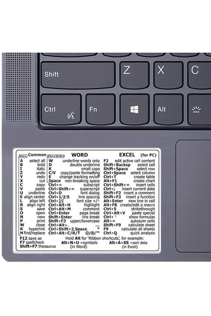 1 Count White Reference Keyboard Shortcut Sticker for Laptop Computer, 1 Count Practical Computer De