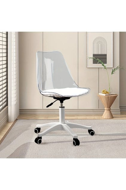 Transparent Ergonomic Computer Chair - 360° Rotating Adjustable Height Office Chair with Full Lumbar