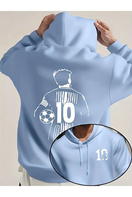 -erkek kapşonlu baskılı messi sweat Kaliteli 3 iplik kumaş modern oversize kesim
