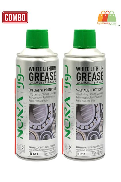 White Lithium Grease Spray 450ml N-511 Heavy-Duty Lubricant Combo 2pcs for Metal Use