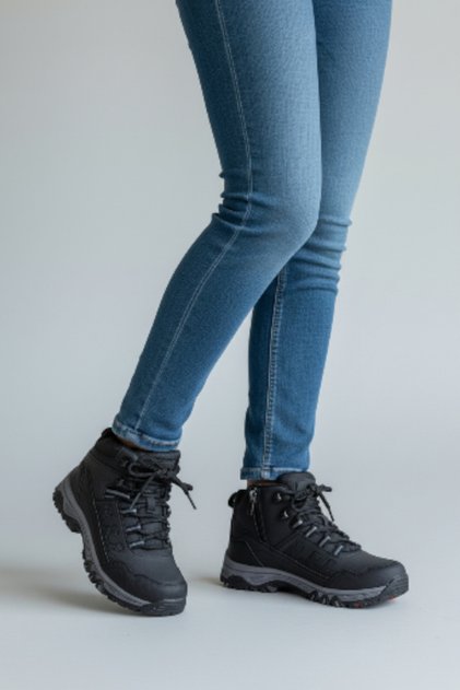 Young Men's Lace-Up Trailing Boots with Side Zipper
