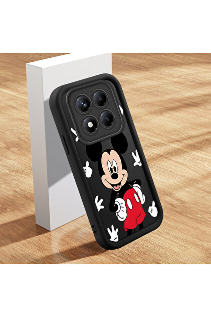 Xiaomi Redmi Note 14 Pro 4g Compatible Cartoon Pattern Black Silicone Shockproof Phone Case