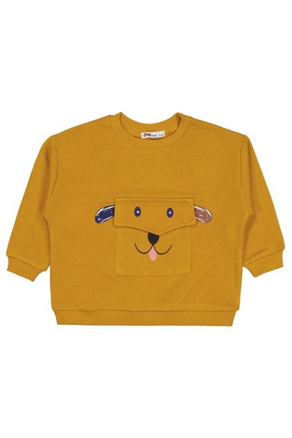 Pocket Dog Embroidered 2-5 Years Old Sweatshirt - Mustard 4-5 Years Old