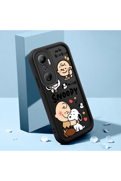 Infinix Hot 20 Compatible Black Silicone Cartoon Case Impact Protection