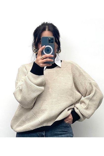 Two Color Knitwear Sweater